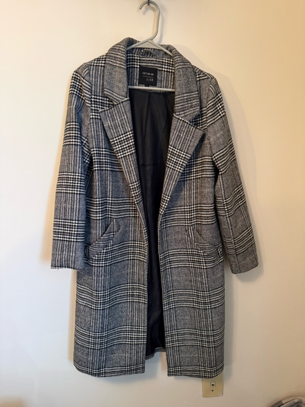 Cotton On Gray & Black Plaid Coat